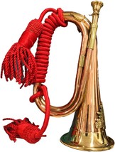 Signal Horn 10.6&quot; Brass And Copper Blowing Bugle With Beautiful Rope Binding. - £47.41 GBP