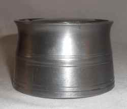 Antique Continental Pewter Inkwell Round Base and Hinged Lid W/ Porcelain Insert - £43.49 GBP