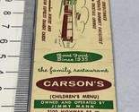 Matchbook Cover Carson’s  The Family Restaurant  Panama City, FL  gmg  U... - £9.68 GBP