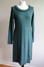Talbots M Green Ruffle Neck Long Sleeve Sweater Dress - £35.61 GBP