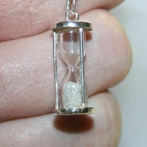 Hourglass Real Diamond Dust Bottle Pendant Necklace White 14k Gold over 925 SS - £58.57 GBP