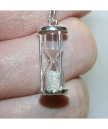 Hourglass Real Diamond Dust Bottle Pendant Necklace White 14k Gold over ... - £58.89 GBP