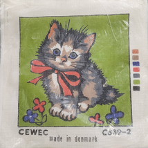 CEWEC KITTEN 11.5&quot;x12&quot; Needlepoint Canvas Made in Denmark #C839-2 NEW - £9.35 GBP