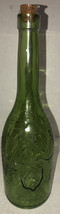 Holiday Round Glass Decorating Bottle 12”H Green-Raised Leaves Design &amp; Cork-NEW - £23.79 GBP