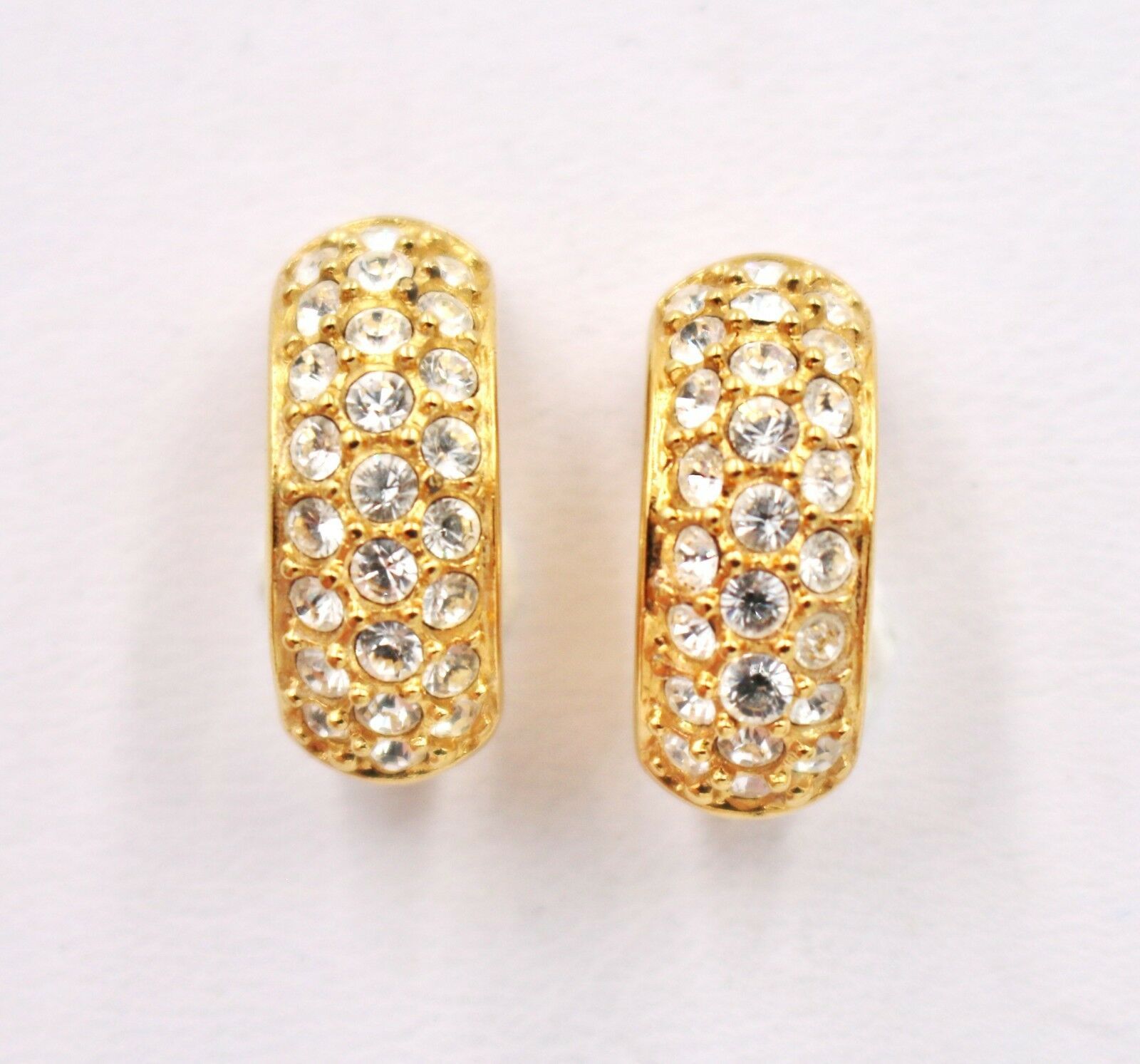 Swarovski Clear Crystal Rhinestone Huggie Clip On Earrings - £54.51 GBP