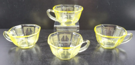 (4) Anchor Hocking Princess Topaz Cups Set Depression Yellow Etched Vintage Lot  - £23.71 GBP