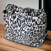Chicos Leopard Print Travel Makeup Bucket Drawstring Toiletry Accessory Bag - $17.71
