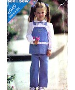 Toddler&#39;s TUNIC &amp; PANTS Vintage 1980&#39;s Butterick Pattern 6949 Sizes 1-2-3 - £9.62 GBP