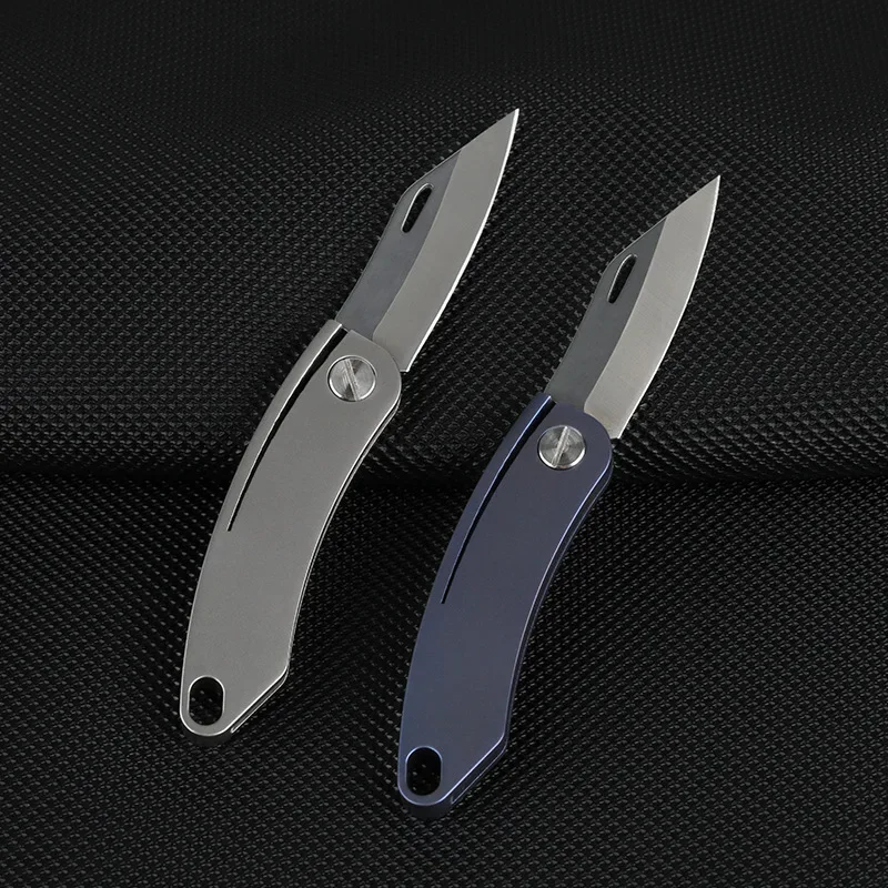 EDC Titanium Alloy Handle D2 Blade Folding Knife Paper Cutting Outdoor Camping - £16.13 GBP+
