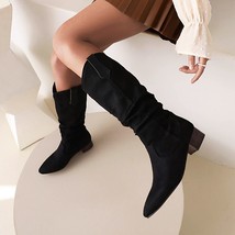 Ladies Pointed Toe low-heel Knee High Boots For Women Punk Style Autumn Winter C - £67.00 GBP