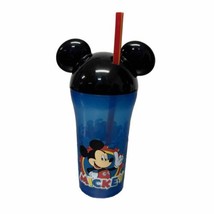 Disney Mickey Mouse Donald Duck Plastic Drink Water Cup With Straw Disneyland - $12.19