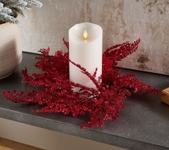 Glistening Maiden Hair Fern Candle Ring by Valerie in Red - $24.74