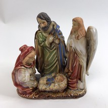 Vintage Christmas Nativity Manger Scene Pottery Figurine Iridescent Glaz... - £23.64 GBP