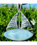 Sterling Silver Larimar Sailboat Pendant Necklace – Caribbean Handmade J... - $68.07 CAD