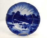 Vintage Flow Blue Plate, Booth&#39;s Avon Ware, Marsh &amp; River Scenery, Tree ... - £30.78 GBP