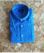 Hackett London Blue Solid Linen Shirt SIZE XL 24 WORLDWIDE SHIPPING - £70.08 GBP