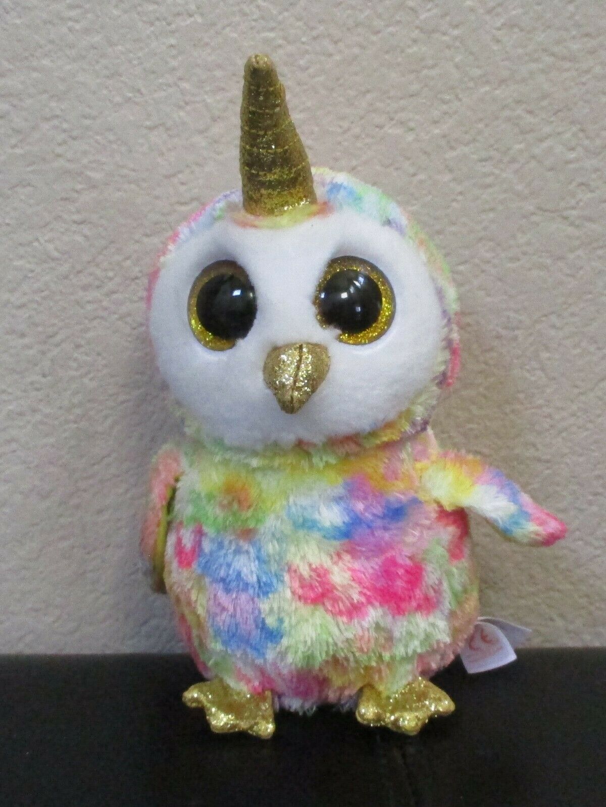 Primary image for Ty Beanie Boos Enchanted The Unicorn Owl Big Gold Sparkle Eyes NO TAG