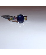 Blue Sapphire Oval &amp; Multi-Color Sapphire Square Ring, Silver, Size 6, 4... - $99.99
