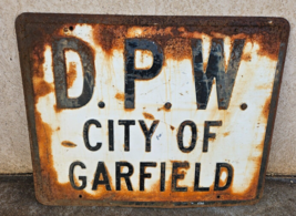 VINTAGE New Jersey DPW City Of Garfield Highway Roadway Highway Sign Emb... - $307.27