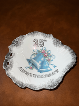 NORCREST 25th Anniversary Candy Dish-Silver Trim AN-928 Japan Trinket Vintage - £12.02 GBP