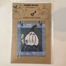 Pumpkin Berries Stitchery Warm Mittens Wall Quilt Pattern 14 x 13 Snowman - $8.87