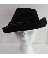 Vintage Black 7 1/4 Felted Womens Fashion Hat Black Ribbon for Repair - $18.81