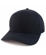 Trendy Apparel Shop Plain Structured Fitted Baseball Cap - Black - 7 3/4 - £12.75 GBP+