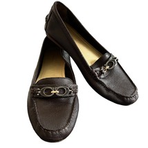 Coach Fortunata Brown Leather Flats Loafers Gold 8M - £30.81 GBP