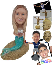 Personalized Bobblehead Girl In Mermaid Costume With A Glass Of Wine - Super Her - £71.31 GBP