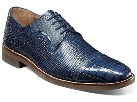 Men&#39;s Stacy Adams Esposito Cap Toe Oxford Shoes Animal Print Blue 25538-400 - £83.90 GBP