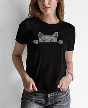 La Pop Art Girl&#39;s Word Art Peeking Cat T-Shirt -Black -XL - £15.12 GBP