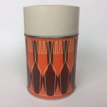 Vtg 1971 King Seeley Thermos #7063 Spoons &amp; Forks Orange &amp; Brown 6.25” Tall 10oz - £7.91 GBP