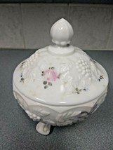 Vintage Hand painted Westmoreland Milk Glass 3 Footed Powder Candy Dish - £9.37 GBP