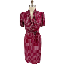 1940s Rockabilly VTG Red V Neck Rayon Printed Dress w/ Belt House Dress ... - $132.76