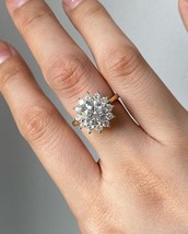 SunBurst Round Cut Simulated Engagement Ring Flower Halo Promise Ring Gift For - £72.34 GBP