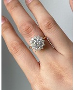 SunBurst Round Cut Simulated Engagement Ring Flower Halo Promise Ring Gi... - £64.95 GBP