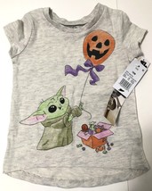 Star Wars Baby Yoda Girl’s Grey Halloween Short Sleeve T-Shirt Size: 18M - £9.55 GBP