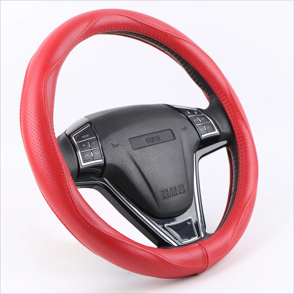Universal Genuine Leather Car Steering Wheel Cover Top Cowhide  Auto Steering - £28.44 GBP