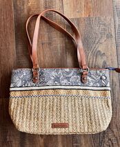Sakroots Small Floral Straw Satchel Ellis Canvas Bag - $19.95