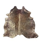 Brindle Cowhide Rug with Gold Metallic Acid Washed Size: 7x6 feet Y-059 - $337.15 CAD