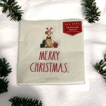 RAE DUNN 40 Paper Beverage Napkins Christmas Dog with Glasses and Hat 10... - $15.69