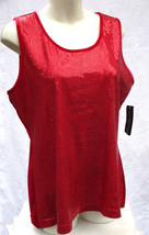 NOTATIONS NEW with Tag XL Red Sequin and Velvet Stretch Tank Top Christmas Bling - £17.74 GBP