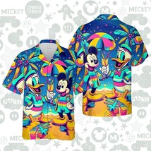 Retro Beach Mickey And Donald Disney Funny Themed Colorful Aloha Hawaiian Shirt - £8.17 GBP+