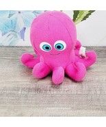 Toy Factory Hot Pink Octopus Plush 6&quot;  Blue Eyes Stuffed Animal  - £7.81 GBP