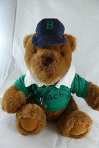 Lands End Gund Rugby Coach Teddy Bear 12&quot; sitting Cap with B initial &amp; W... - $14.84