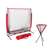 5X5 Ft Portable Baseball Practice Hitting Training Net W/ Bag + Ball Caddy - £75.40 GBP