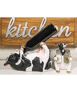 Bovine Brew And Moo Spice Wine Bottle And Salt Pepper Holder Set Decorative - $70.32 CAD
