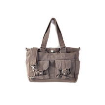 Think Geek Handbag of Holding Gray Khaki Canvas Large Crossbody Messenger Bag - £96.44 GBP