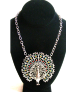 Vintage Gold Crown Silver Toned Peacock Necklace Multi-Colored Enamel Ep... - €84,43 EUR