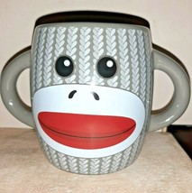 SOCK MONKEY 2 Handled  Mug Gray Coffee Tea by Galerie - $16.79